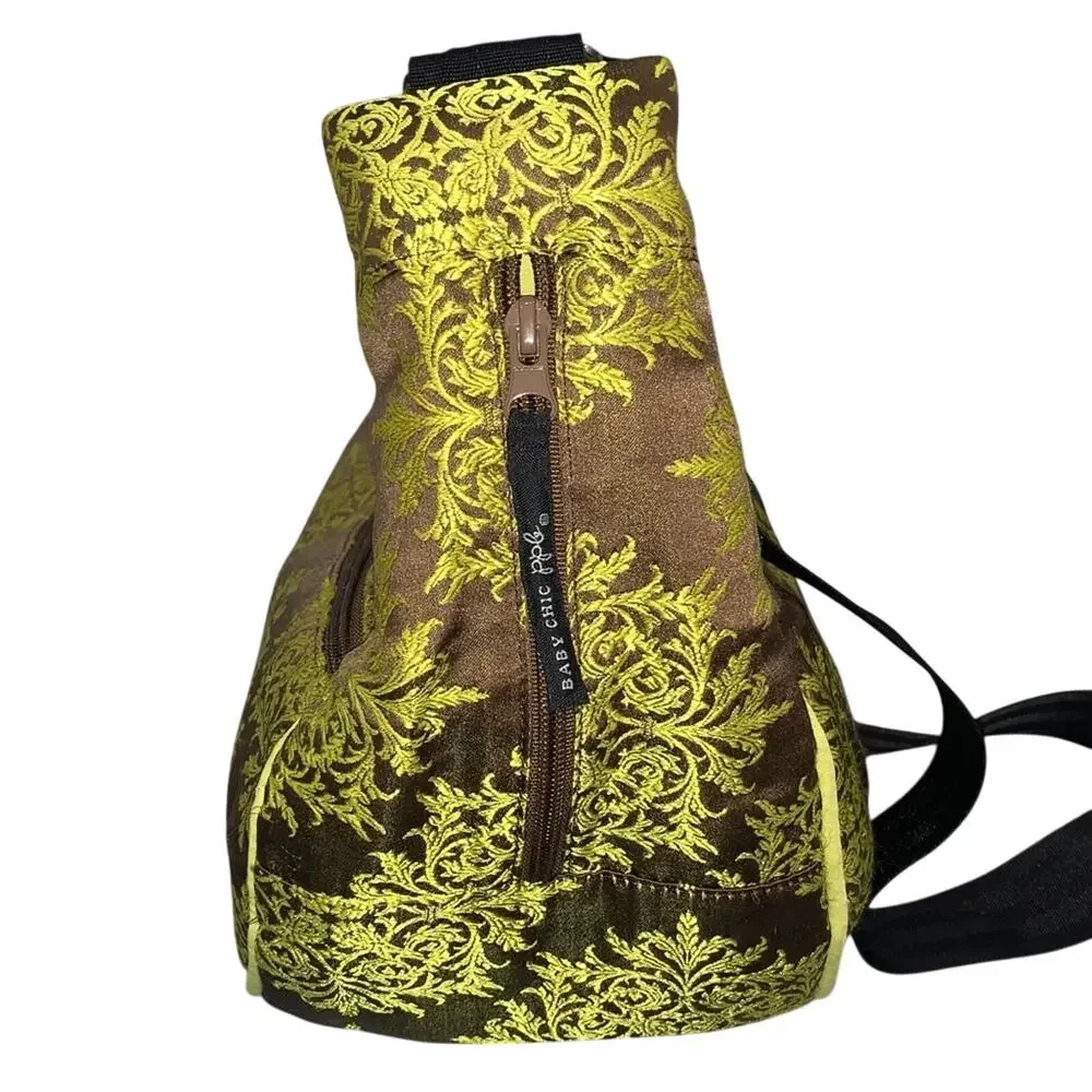 Petunia Pickle Bottom Touring Bag Diaper Bag Brown Yellow Damask Baby Crossbody